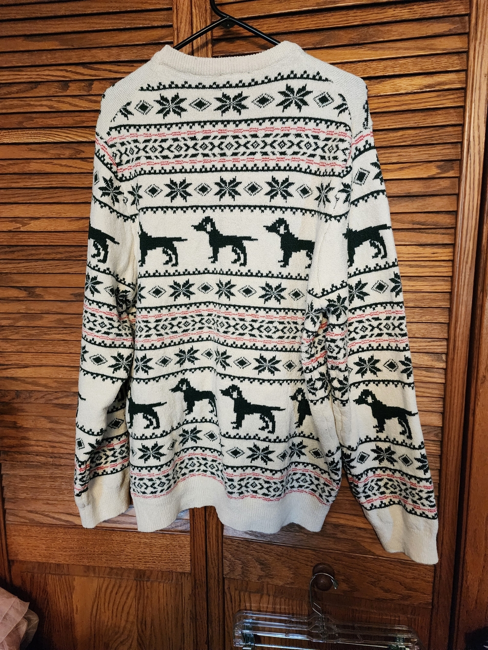 Lands End men's sweater holiday featuring dogs, size XL